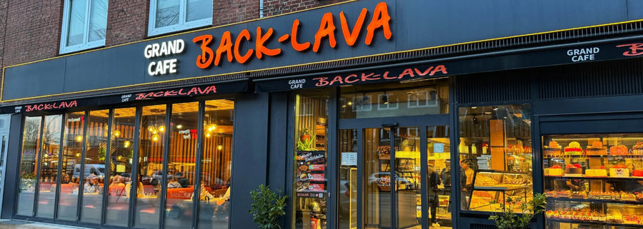 Exterior view of Grand Café Back-Lava on Steindamm in Hamburg